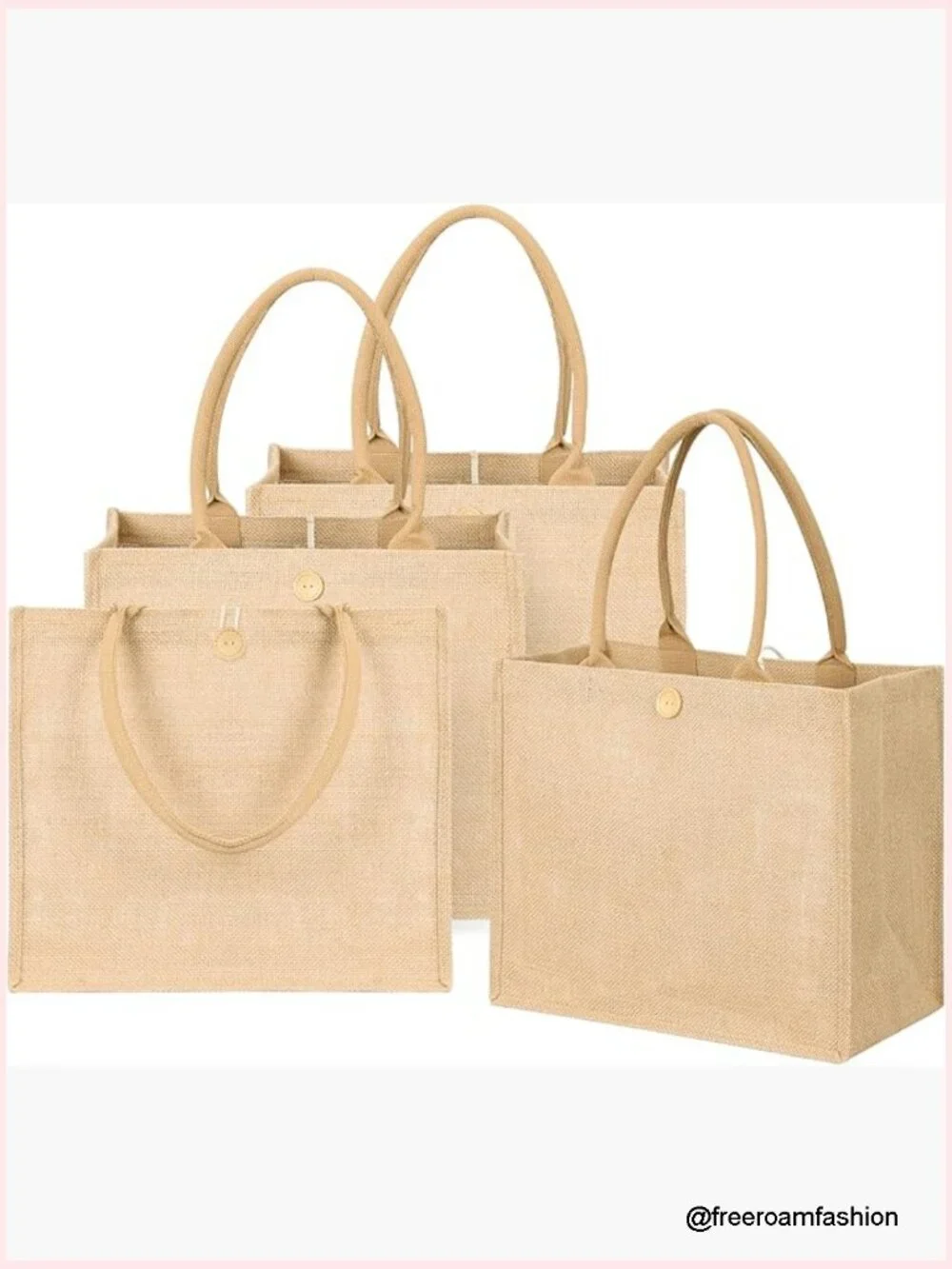4-Pack Jute Tote Bags Reusable Shopping Bags Large Capacity